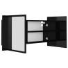 LED Bathroom Mirror Cabinet - High Gloss Black 90x12x45 cm