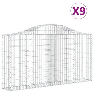 Arched Gabion Baskets - 9 pcs Galvanised Iron | Hipomarket UK