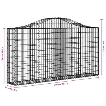 Arched Gabion Baskets - 9 pcs Galvanised Iron | Hipomarket UK