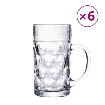 Beer Mugs with Handle Glass Set - 6 pcs 1000 ml | HipoMarket