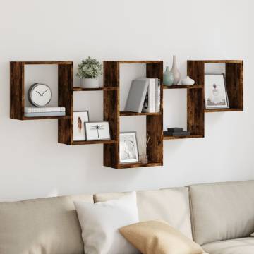 Wall Shelf Smoked Oak - Stylish Storage Solution 159x18x66 cm