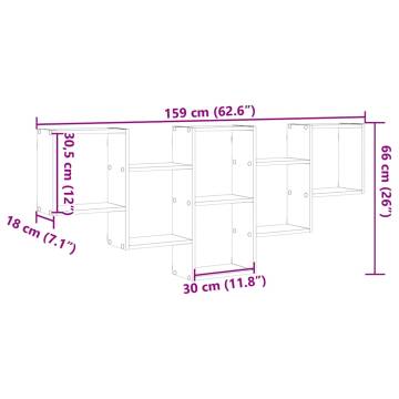 Wall Shelf Smoked Oak - Stylish Storage Solution 159x18x66 cm