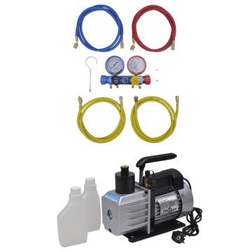 Vacuum Pump with 4-Way Manifold Gauge Set - Air Conditioning