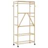 Bamboo Clothes Rack with Shelves & Wheels - 90x40x179.5 cm