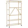 Bamboo Clothes Rack with Shelves & Wheels - 110x40x180 cm