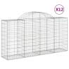 Arched Gabion Baskets - 12 pcs Galvanised Iron Garden Barriers