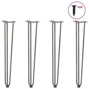 Hairpin Table Legs - 72 cm Natural Steel - 4 Pack | HiPoMarket