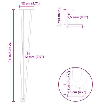 Hairpin Table Legs - 72 cm Natural Steel - 4 Pack | HiPoMarket