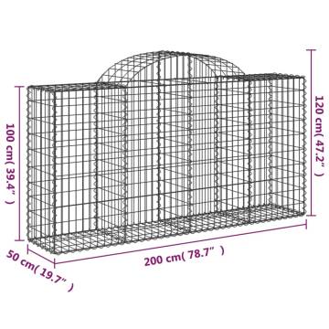 Arched Gabion Baskets - 12 pcs Galvanised Iron Garden Barriers