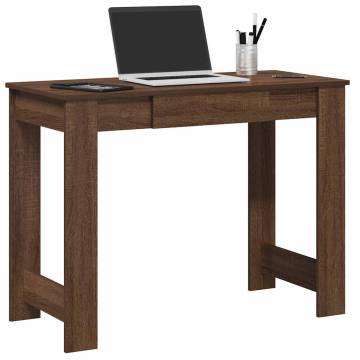 Brown Oak Desk 100x45x75 cm | Durable Engineered Wood