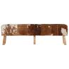 Stylish Brown & White Goat Leather Bench - 160x28x50 cm