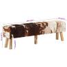 Stylish Brown & White Goat Leather Bench - 160x28x50 cm