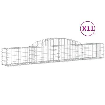 Arched Gabion Baskets - 11 Pcs Galvanised Iron | HipoMarket