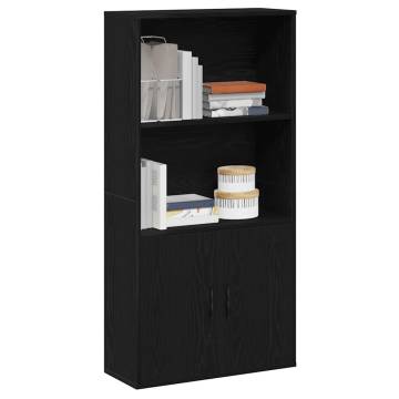 Stylish Black Oak Bookcase - 60x24x120 cm Engineered Wood