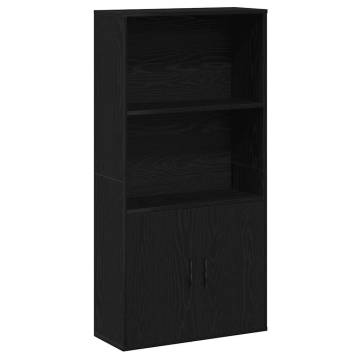 Stylish Black Oak Bookcase - 60x24x120 cm Engineered Wood