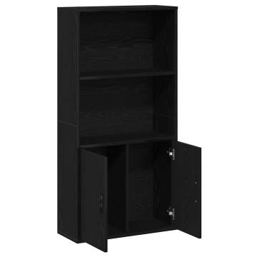 Stylish Black Oak Bookcase - 60x24x120 cm Engineered Wood