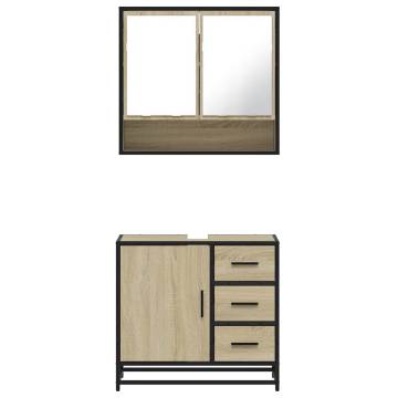 2 Piece Bathroom Furniture Set - Sonoma Oak Engineered Wood