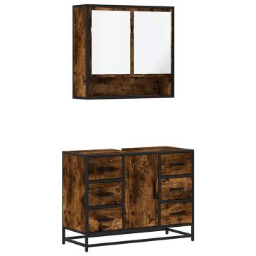 2 Piece Smoked Oak Bathroom Furniture Set | Stylish & Durable