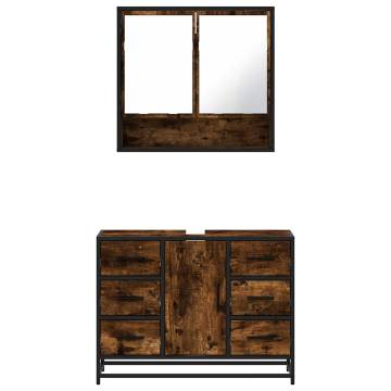 2 Piece Smoked Oak Bathroom Furniture Set | Stylish & Durable