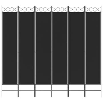 6-Panel Room Divider Black - 240x220 cm Fabric | Hipomarket