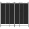 6-Panel Room Divider Black - 240x220 cm Fabric | Hipomarket