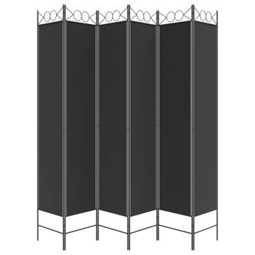 6-Panel Room Divider Black - 240x220 cm Fabric | Hipomarket