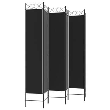 6-Panel Room Divider Black - 240x220 cm Fabric | Hipomarket