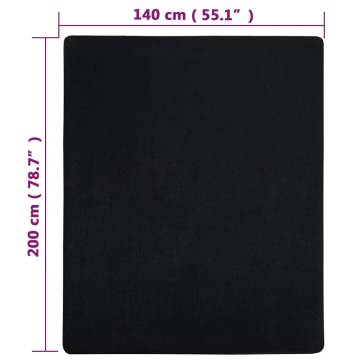 Jersey Fitted Sheets 2 pcs Black 140x200 cm - 100% Cotton