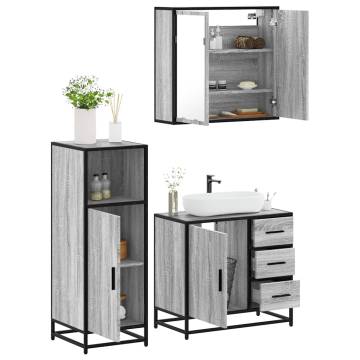 3 Piece Grey Sonoma Bathroom Furniture Set - Stylish & Durable