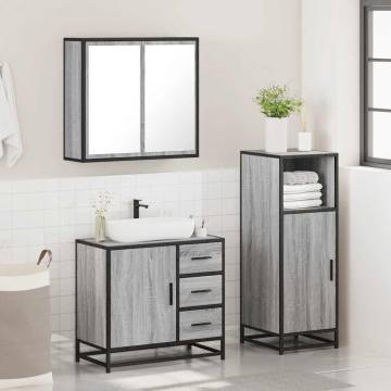 3 Piece Grey Sonoma Bathroom Furniture Set - Stylish & Durable