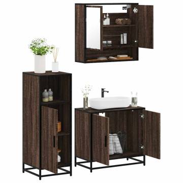 3 Piece Brown Oak Bathroom Furniture Set | Stylish & Durable