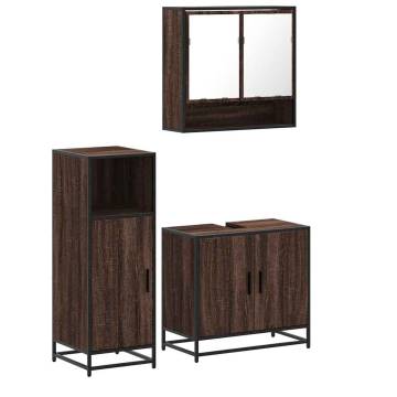 3 Piece Brown Oak Bathroom Furniture Set | Stylish & Durable