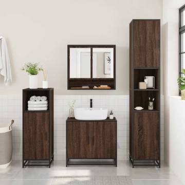 3 Piece Brown Oak Bathroom Furniture Set | Stylish & Durable