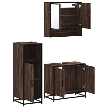 3 Piece Brown Oak Bathroom Furniture Set | Stylish & Durable