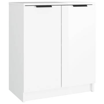 Elegant High Gloss White Shoe Cabinet - 59x35x70 cm