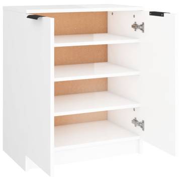 Elegant High Gloss White Shoe Cabinet - 59x35x70 cm