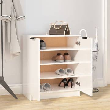 Elegant High Gloss White Shoe Cabinet - 59x35x70 cm