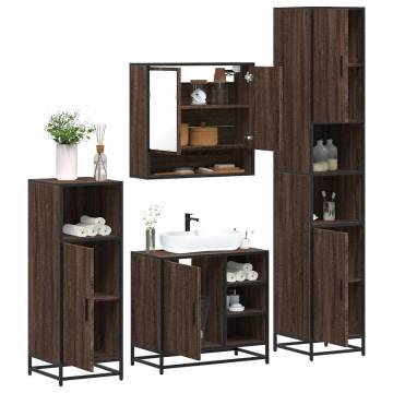 4 Piece Bathroom Furniture Set - Brown Oak Engineered Wood