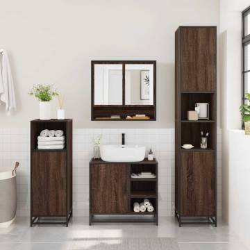 4 Piece Bathroom Furniture Set - Brown Oak Engineered Wood