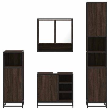 4 Piece Bathroom Furniture Set - Brown Oak Engineered Wood