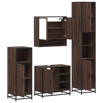 4 Piece Bathroom Furniture Set - Brown Oak Engineered Wood