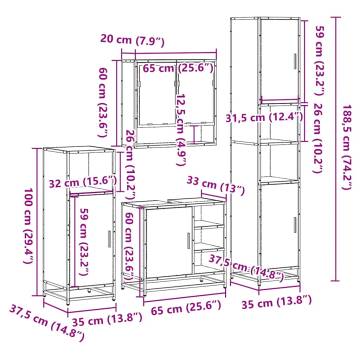 4 Piece Bathroom Furniture Set - Brown Oak Engineered Wood