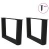 V-Shape Dining Table Legs - 2 pcs Black Steel 60x(30-31.3) cm