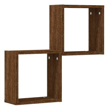 Wall Cube Shelves 2 pcs Brown Oak - Stylish Storage Solution