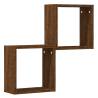 Wall Cube Shelves 2 pcs Brown Oak - Stylish Storage Solution