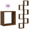 Wall Cube Shelves 6 pcs Brown Oak - Stylish Storage Solution