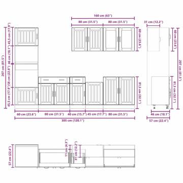 7 Piece Kitchen Cabinet Set - Kalmar White Engineered Wood