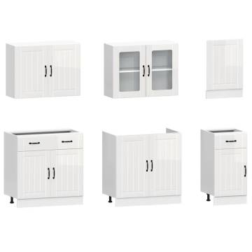 7 Piece Kitchen Cabinet Set - Kalmar High Gloss White