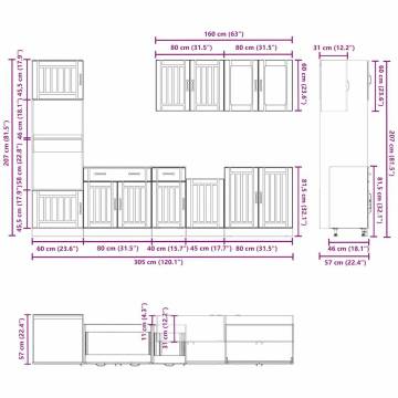 7 Piece Kitchen Cabinet Set - Kalmar High Gloss White