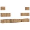 7 Piece Wall-Mounted TV Cabinet Set - Artisan Oak Finish